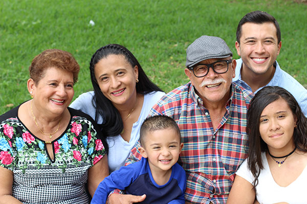 A happy family smiling together